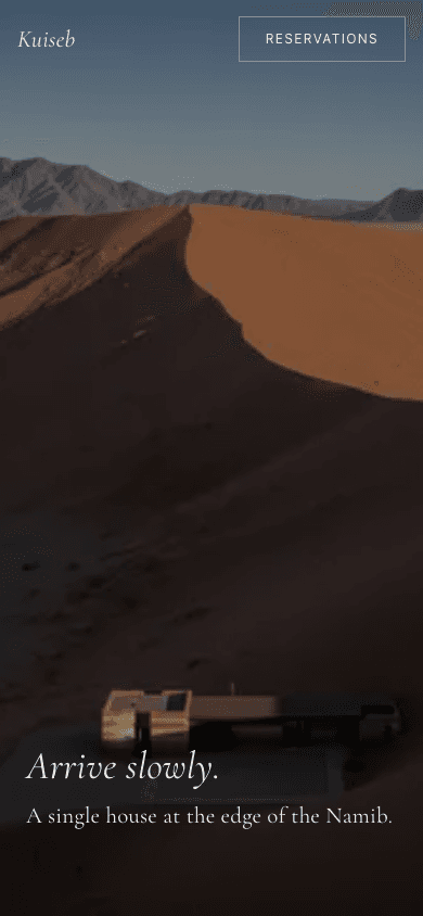 Hospitality-horizontal concept: lodge landing with environmental photography — mobile view