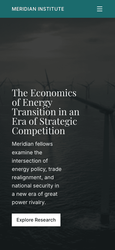 Editorial-hub concept: academic-inflected landing page — mobile view