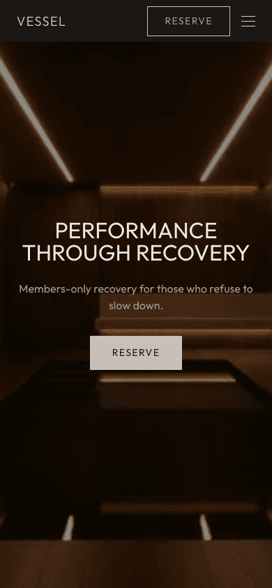 Wellness-grid concept: performance recovery landing — mobile view